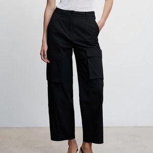 Mango Crop Cargo Pants in Black Size 8